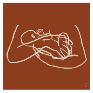 La Leche drawing - Terracota