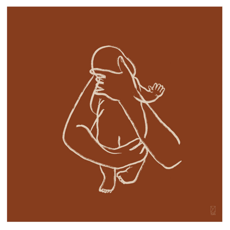 The Hug drawing - Terracota
