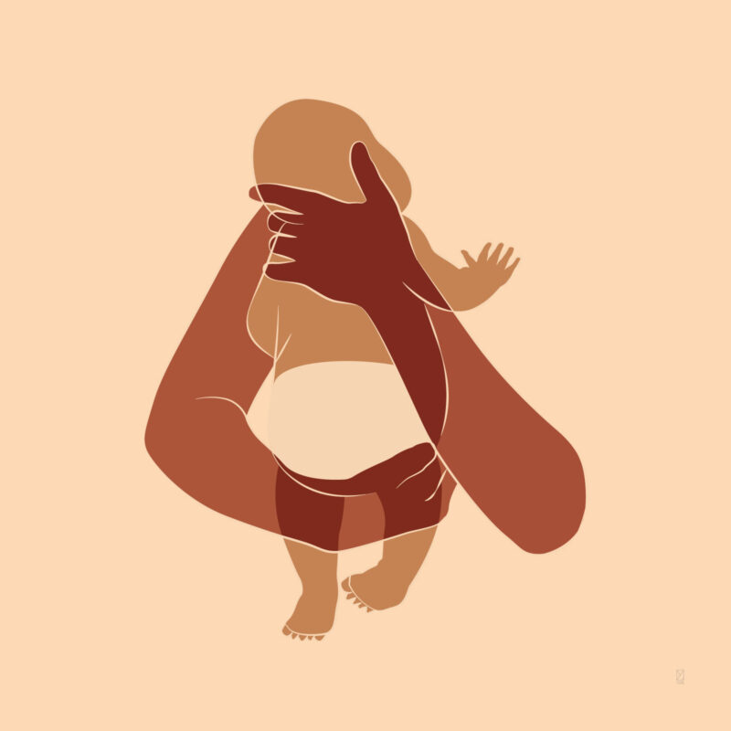 The Hug multicolour drawing